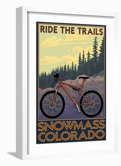 Snowmass, Colorado - Mountain Bike-Lantern Press-Framed Art Print