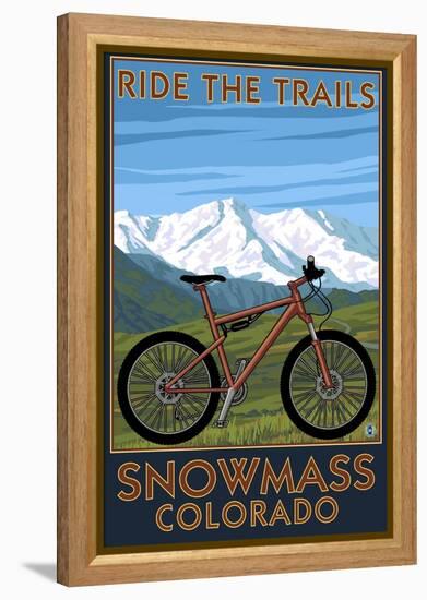 Snowmass, Colorado - Ride the Trails-Lantern Press-Framed Stretched Canvas