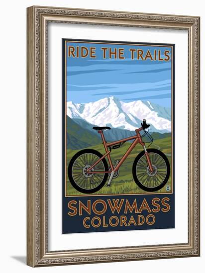 Snowmass, Colorado - Ride the Trails-Lantern Press-Framed Art Print