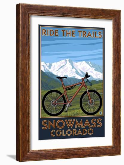 Snowmass, Colorado - Ride the Trails-Lantern Press-Framed Art Print