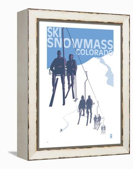 Snowmass, Colorado - Ski Lift-Lantern Press-Framed Stretched Canvas