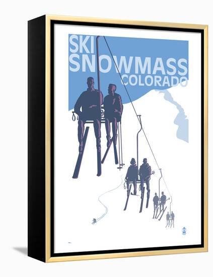 Snowmass, Colorado - Ski Lift-Lantern Press-Framed Stretched Canvas