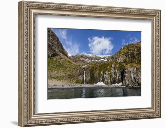 Snowmelt Waterfall in Hercules Bay, South Georgia, Polar Regions-Michael Nolan-Framed Photographic Print