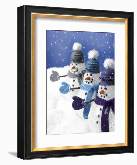 Snowmen in a Row-Gaetano-Framed Premium Photographic Print