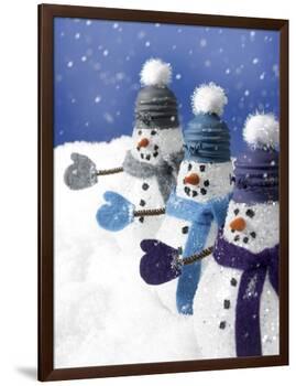 Snowmen in a Row-Gaetano-Framed Premium Photographic Print