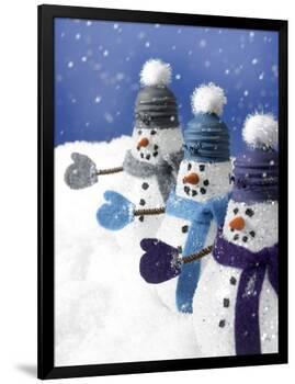 Snowmen in a Row-Gaetano-Framed Premium Photographic Print