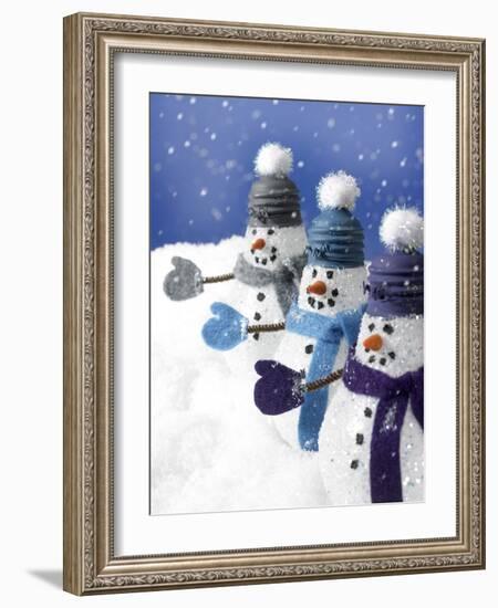 Snowmen in a Row-Gaetano-Framed Photographic Print