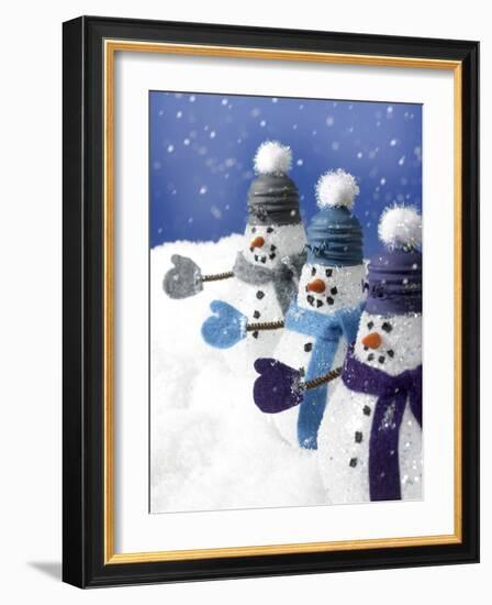 Snowmen in a Row-Gaetano-Framed Photographic Print