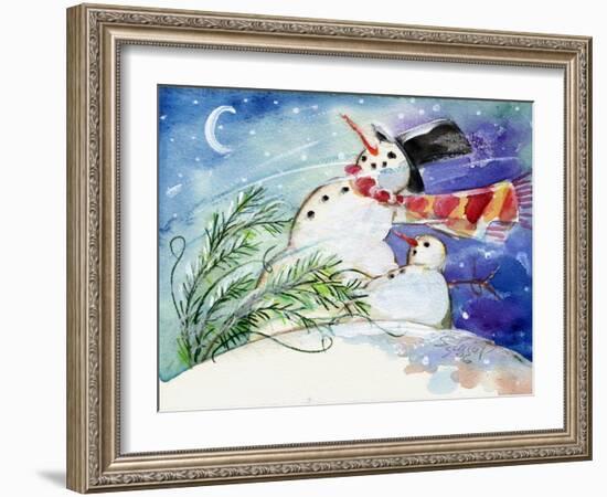 Snowmen in the Snow-sylvia pimental-Framed Art Print