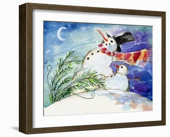 Snowmen in the Snow-sylvia pimental-Framed Art Print