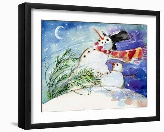 Snowmen in the Snow-sylvia pimental-Framed Art Print