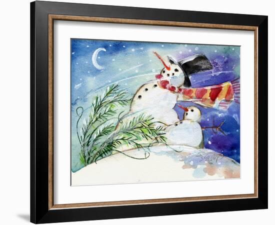 Snowmen in the Snow-sylvia pimental-Framed Art Print