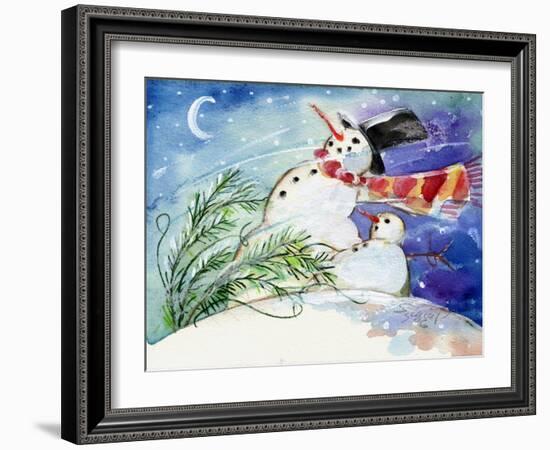 Snowmen in the Snow-sylvia pimental-Framed Art Print