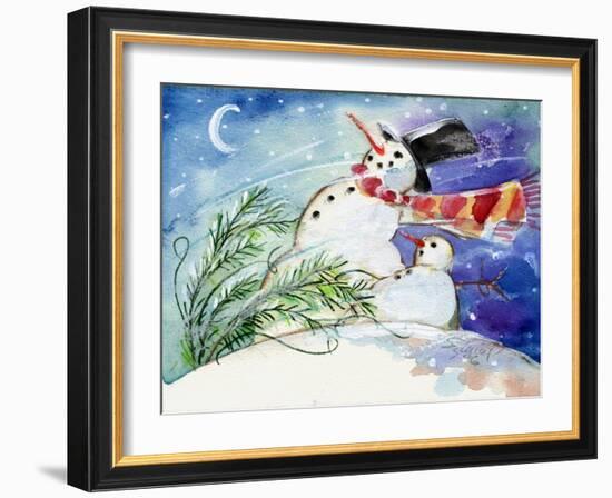 Snowmen in the Snow-sylvia pimental-Framed Art Print