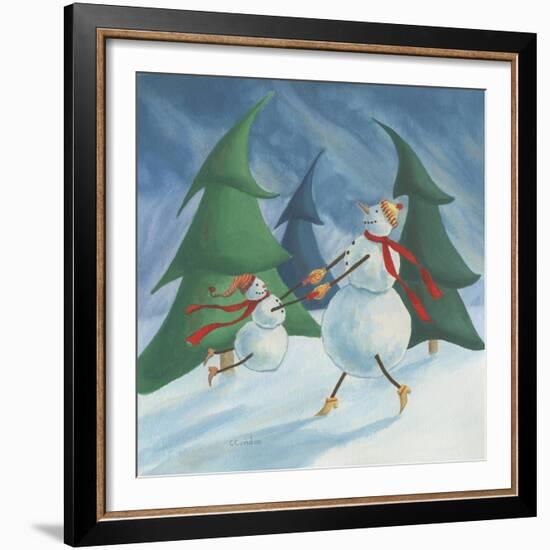 Snowmen Spinning-Chantal Candon-Framed Giclee Print