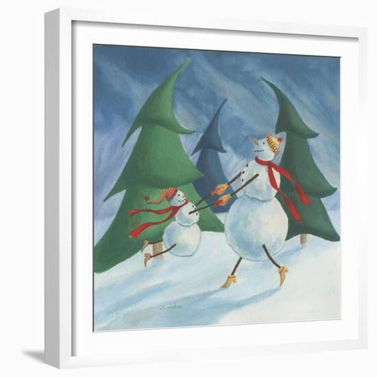 Snowmen Spinning-Chantal Candon-Framed Giclee Print