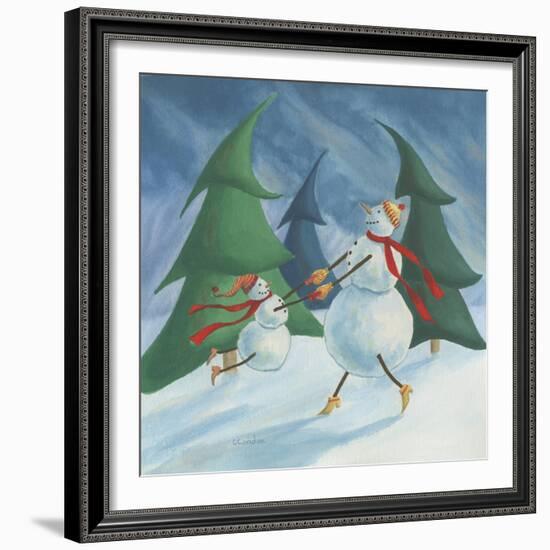 Snowmen Spinning-Chantal Candon-Framed Giclee Print