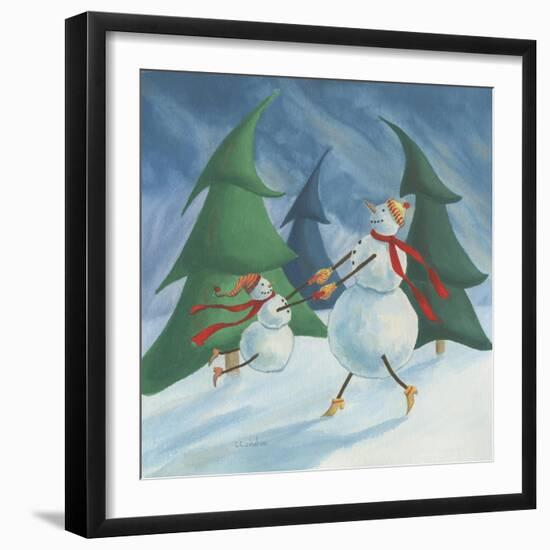 Snowmen Spinning-Chantal Candon-Framed Giclee Print