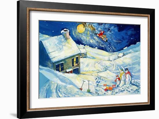 Snowmen Waving to Santa, 1995-David Cooke-Framed Giclee Print