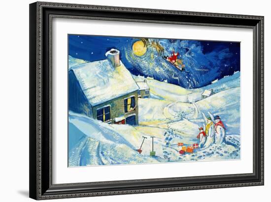 Snowmen Waving to Santa, 1995-David Cooke-Framed Giclee Print