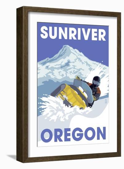 Snowmobile Scene - Sunriver, Oregon-Lantern Press-Framed Art Print