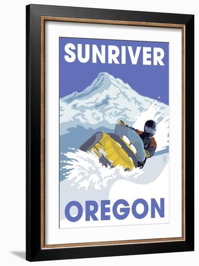 Snowmobile Scene - Sunriver, Oregon-Lantern Press-Framed Art Print