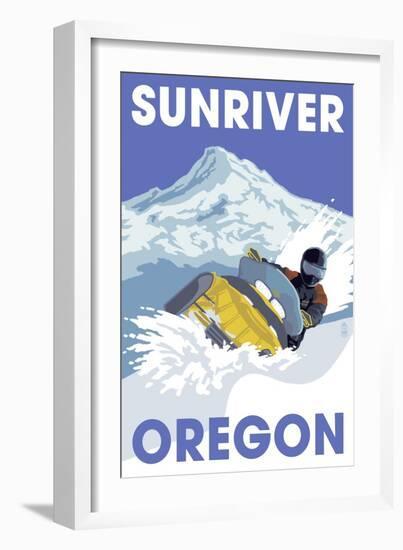 Snowmobile Scene - Sunriver, Oregon-Lantern Press-Framed Art Print