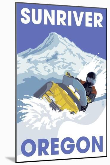 Snowmobile Scene - Sunriver, Oregon-Lantern Press-Mounted Art Print