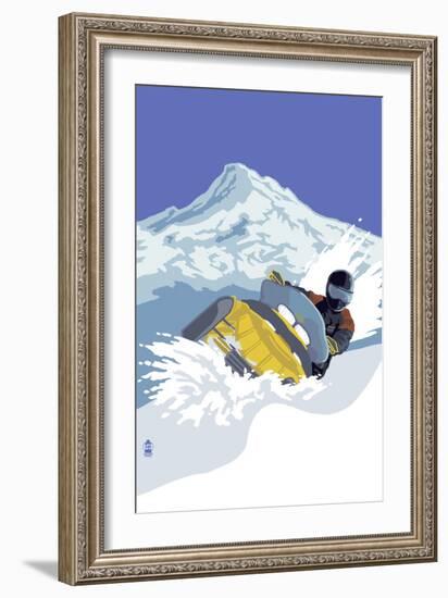 Snowmobile-Lantern Press-Framed Art Print