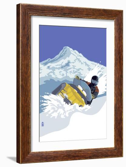 Snowmobile-Lantern Press-Framed Art Print