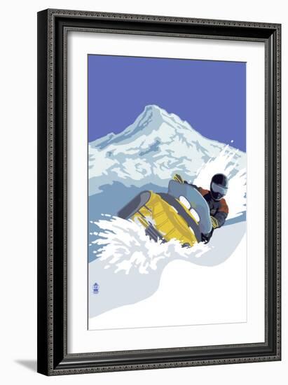 Snowmobile-Lantern Press-Framed Premium Giclee Print