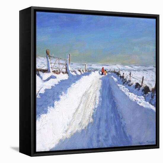 Snowploughed Road, Derbyshire Peak District, 2019 (Oil on Canvas)-Andrew Macara-Framed Premier Image Canvas