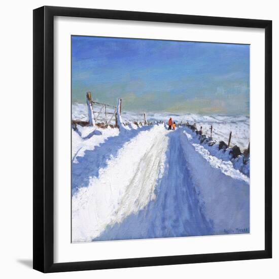 Snowploughed Road, Derbyshire Peak District, 2019 (Oil on Canvas)-Andrew Macara-Framed Giclee Print