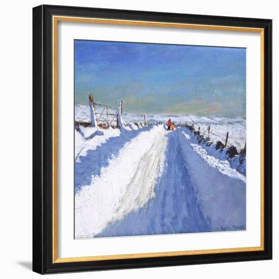 Snowploughed Road, Derbyshire Peak District, 2019 (Oil on Canvas)-Andrew Macara-Framed Giclee Print