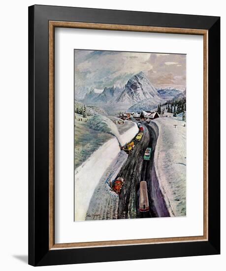 "Snowplows at Snoqualmie Pass," February 6, 1960-John Clymer-Framed Giclee Print