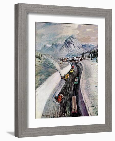 "Snowplows at Snoqualmie Pass," February 6, 1960-John Clymer-Framed Giclee Print