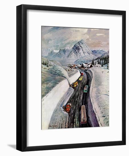 "Snowplows at Snoqualmie Pass," February 6, 1960-John Clymer-Framed Giclee Print