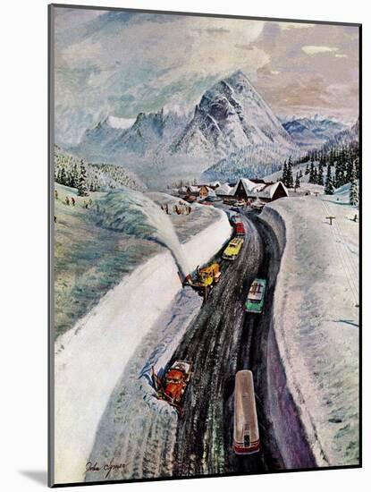 "Snowplows at Snoqualmie Pass," February 6, 1960-John Clymer-Mounted Giclee Print