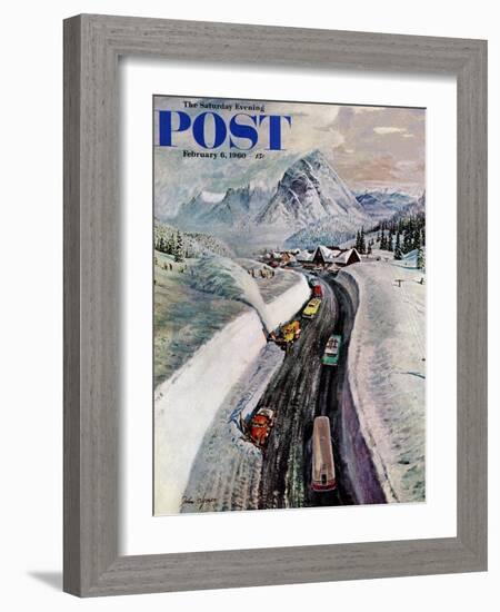 "Snowplows at Snoqualmie Pass," Saturday Evening Post Cover, February 6, 1960-John Clymer-Framed Giclee Print