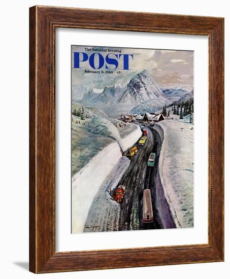 "Snowplows at Snoqualmie Pass," Saturday Evening Post Cover, February 6, 1960-John Clymer-Framed Giclee Print