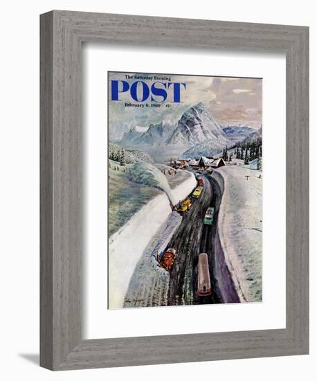 "Snowplows at Snoqualmie Pass," Saturday Evening Post Cover, February 6, 1960-John Clymer-Framed Giclee Print