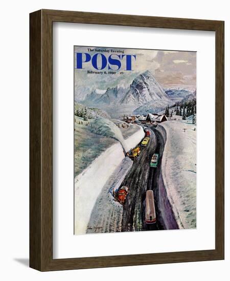 "Snowplows at Snoqualmie Pass," Saturday Evening Post Cover, February 6, 1960-John Clymer-Framed Giclee Print