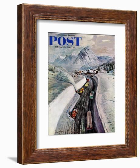 "Snowplows at Snoqualmie Pass," Saturday Evening Post Cover, February 6, 1960-John Clymer-Framed Giclee Print