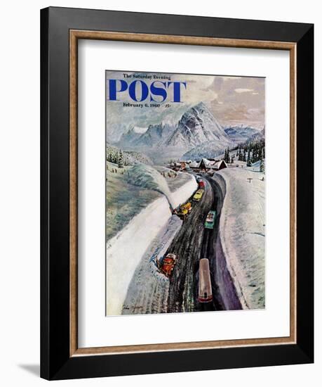 "Snowplows at Snoqualmie Pass," Saturday Evening Post Cover, February 6, 1960-John Clymer-Framed Giclee Print