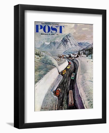 "Snowplows at Snoqualmie Pass," Saturday Evening Post Cover, February 6, 1960-John Clymer-Framed Giclee Print