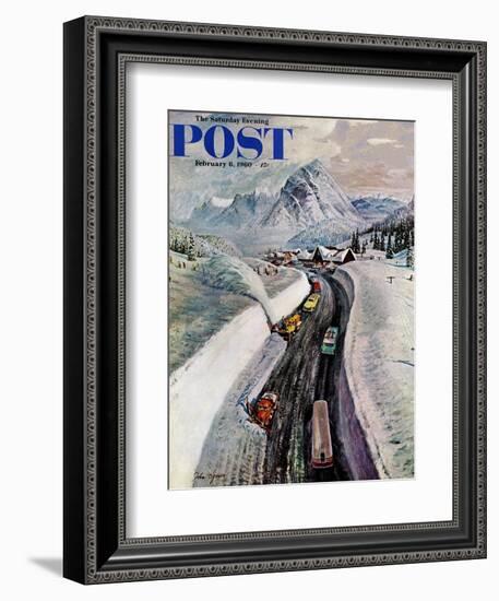 "Snowplows at Snoqualmie Pass," Saturday Evening Post Cover, February 6, 1960-John Clymer-Framed Giclee Print