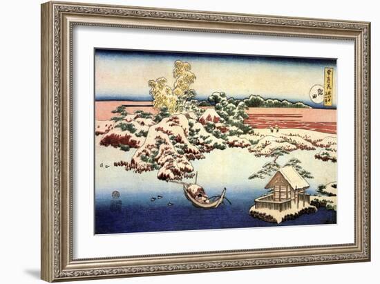 Snowscape by the Sumida River, C1832-Katsushika Hokusai-Framed Giclee Print