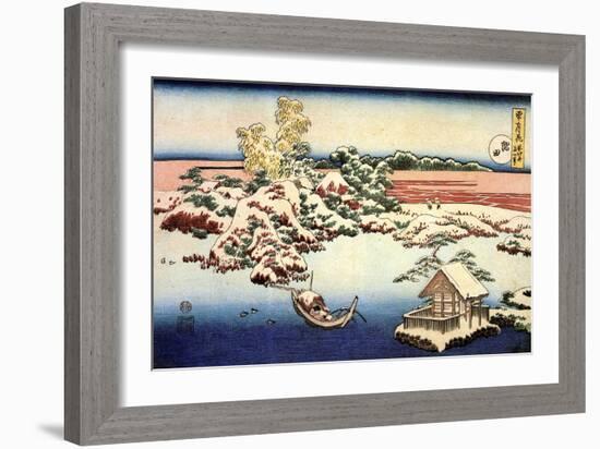 Snowscape by the Sumida River, C1832-Katsushika Hokusai-Framed Giclee Print
