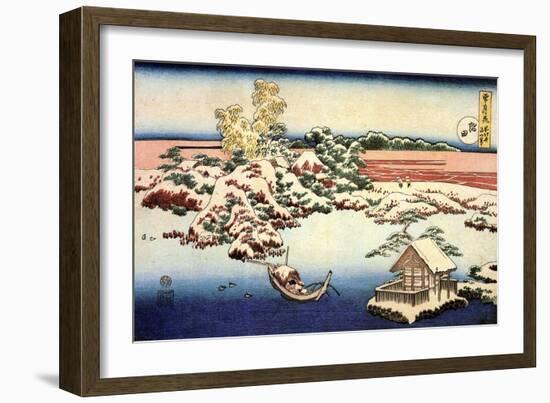 Snowscape by the Sumida River, C1832-Katsushika Hokusai-Framed Giclee Print