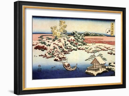 Snowscape by the Sumida River, C1832-Katsushika Hokusai-Framed Giclee Print